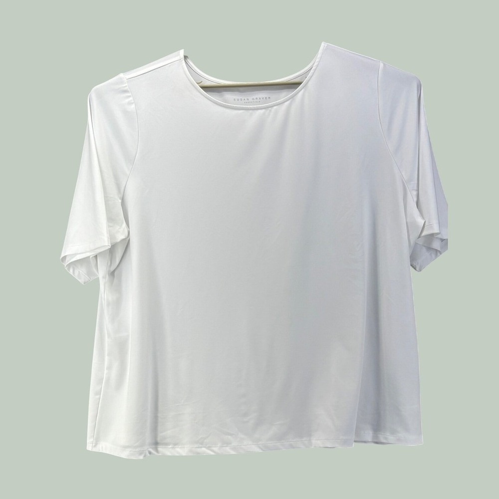 Susan Graver Womans Knit Top size 3X Baselayer Capsule Timeless White Basic